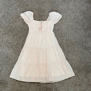 ND Now XL Peach Gingham Puff Sleeve Tiered Dress
